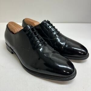 EUC John Lobb Garnier Black Patent Leather Oxford Made England UK 8 / US 9